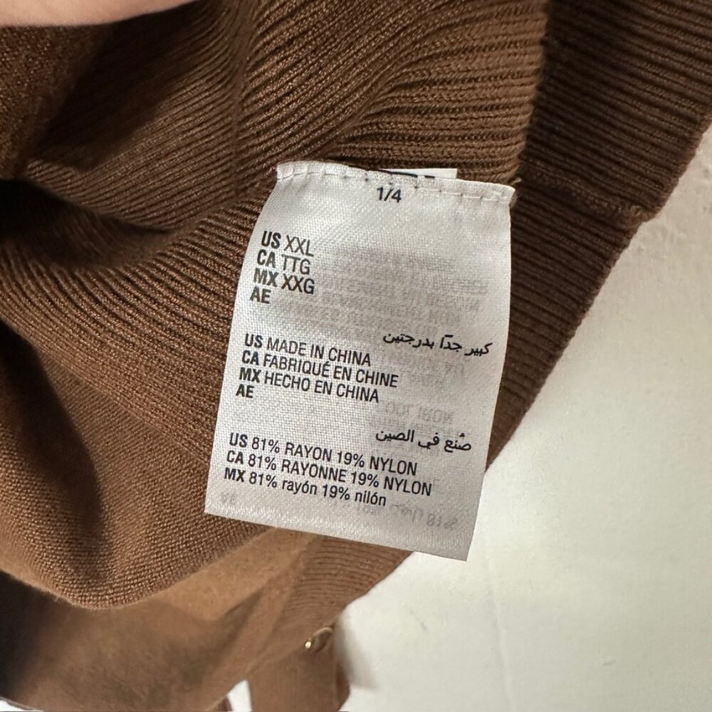 JM Collection Brown Sweater Gold‎ Button Cuff Soft Knit Rayon Nylon Blend XXL - Picture 3 of 5
